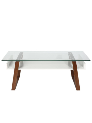 Corona Mid Century Glass Top Coffee Table - Poly & Bark