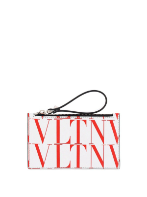 Valentino Vltn Print Zipped Card Holder