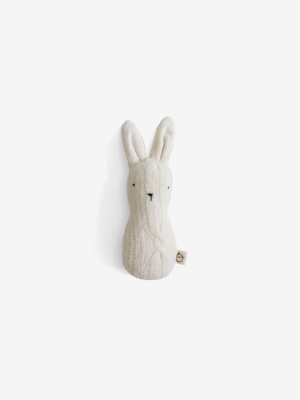 Handmade Upcycled Bunny Rattle - Ivory Wool Cable