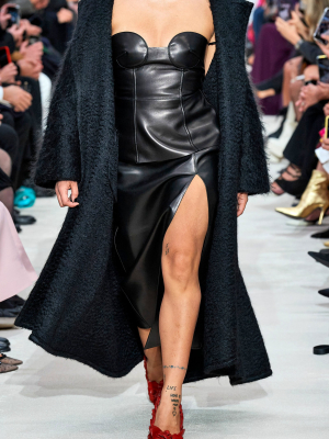 Strapless Leather Bustier Top
