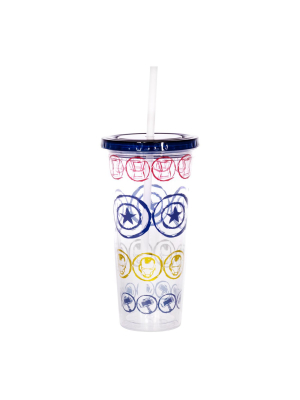 Se7en20 Marvel Icons 16oz Plastic Carnival Cup With Lid And Straw