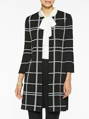 Graphic Plaid Knit Topper, Black