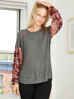 Women's Raglan Long Sleeve Blouse - Knox Rose™ Gray