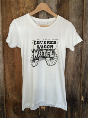 Covered Wagon Motel Womens Tee White/blk