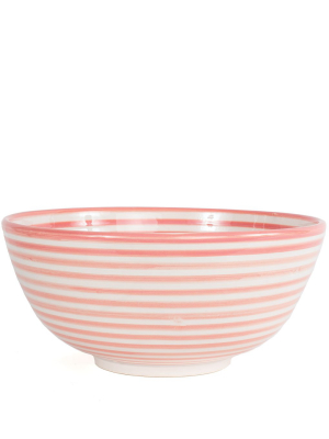 Jumbo Ceramic Salad Bowl - Blush Stripe