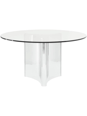 Abbott Round Dining Table, Polished Stainless