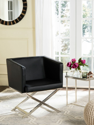 Celine Bonded Leather Chrome Cross Leg Chair