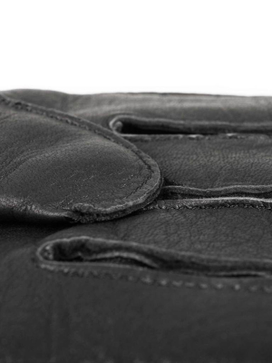 Handmade Alessio Black Cashmere-lined Deerskin Gloves