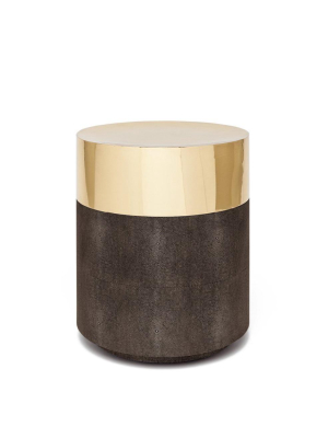 Maxine Stool Brass And Mushroom Faux Shagreen