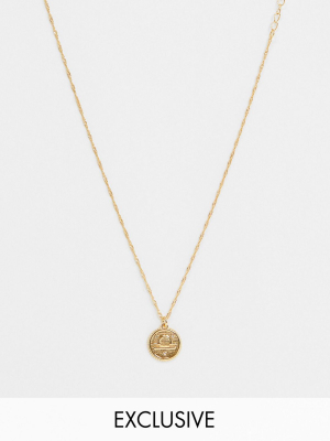 Reclaimed Vintage Inspired Premium 14k Libra Horoscope Necklace In Gold