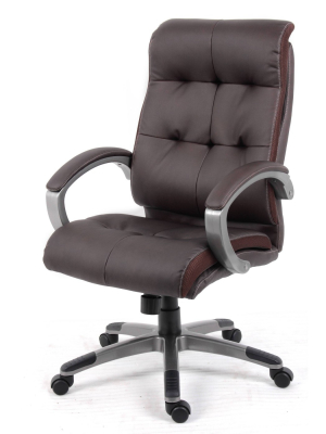 Double Plush High Back Executive Chair Brown - Boss Office Products