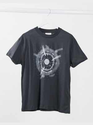 Topshop 'out Of This World' T-shirt In Washed Gray