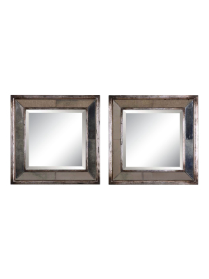 Square Davion Decorative Wall Mirror Set Of 2 Silver - Uttermost
