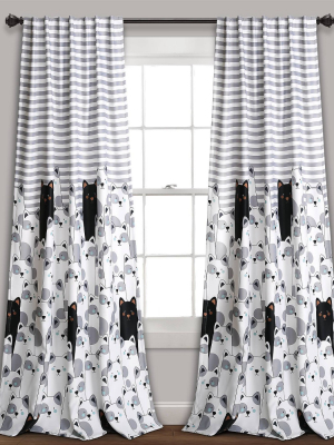 84"x52" Set Of 2 Striped Bear Room Darkening Window Curtain Panels - Lush Décor