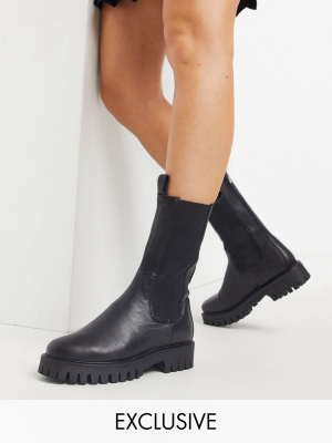 Asra Exclusive Cherrie Chunky Boots In Black Leather