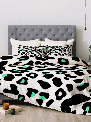 Allyson Johnson Neon Turquoise Leopard Comforter Set