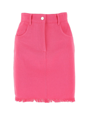 Msgm Frayed-hem Mini Denim Skirt