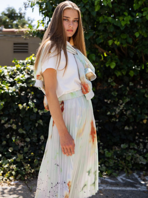 Abstract Pleated Midi Skirt