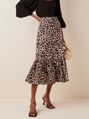 Georgica Printed Cotton-poplin Midi Skirt