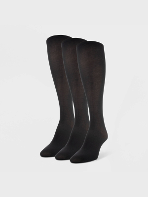 Women's Peds 3pk Light Opaque Trouser Socks - Black 5-10