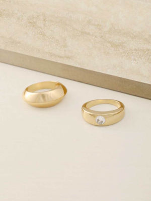 Statement 18k Gold Plated Band Ring Set