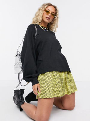 Asos Design Boxy Sweat With Wide Sleeve In Black