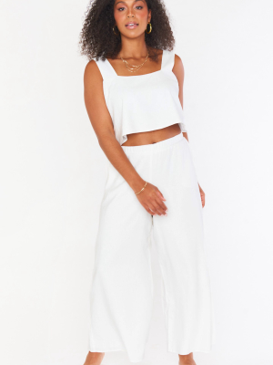 Kick Back Pants ~ White Linen