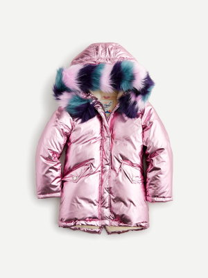 Girls' Metallic Fishtail Parka With Primaloft®