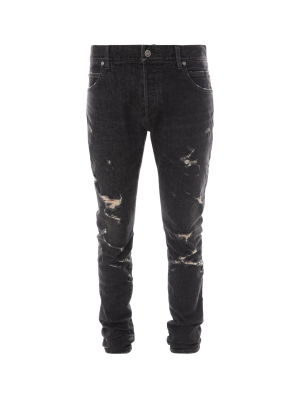 Balmain Distressed Slim-fit Jeans