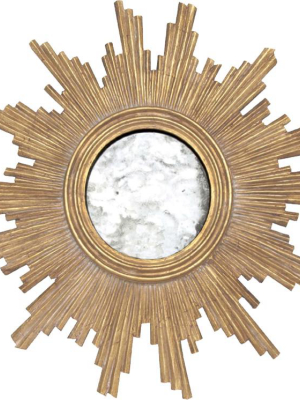 Worlds Away Versailles Mirror In Gold Leaf With Antique Mirror