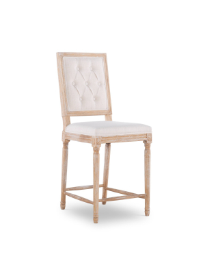 Avalon Linen Tufted Square Back Counter Height Barstool White - Linon