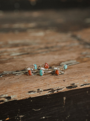 Double Rosie Ring | Turquoise & Red