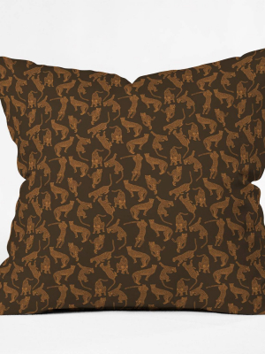 16"x16" Iveta Abolina Cheetah Gisselle Throw Pillow Brown - Deny Designs