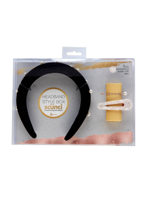 Scunci Padded Headband & Bobby Pin Gift Set - Black - 3pk