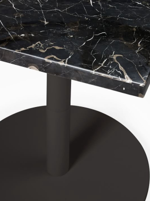 Black Marble Rectangular Bistro Table - Orbit Base