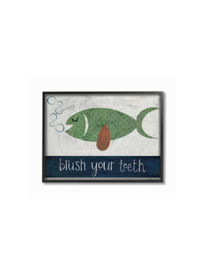 16"x1.5"x 20" Brush Your Teeth Fish Oversized Framed Giclee Texturized Art - Stupell Industries