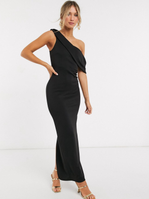 Asos Design Off Shoulder Structured Maxi Dress In Black