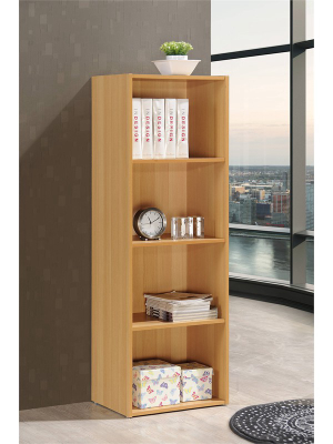 4 Shelf Bookcase In Beech Brown - Hodedah