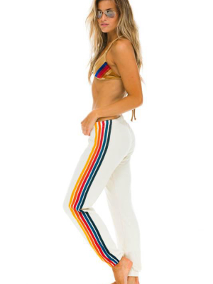 Women's 5 Stripe Sweatpants - Vintage White