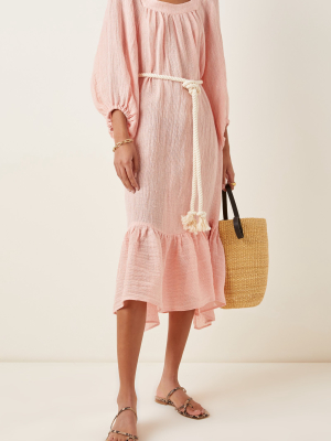 Laure Belted Linen-blend Midi Dress