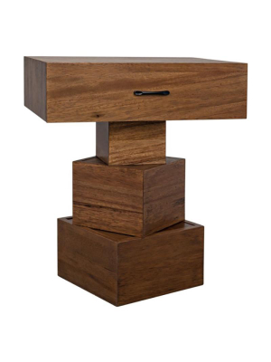 Noir Grobius Side Table - Dark Walnut