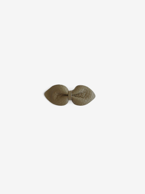 Brooke Leather Bow Clip - Cadet