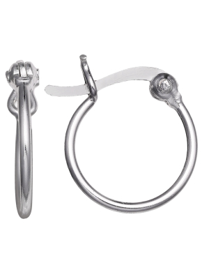 Women's Polished Click Top Hoop Earrings In Sterling Silver - Gray (12mm)