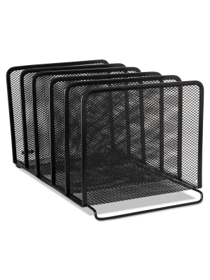 Rolodex Mesh Stacking Sorter Five Sections Metal 8 1/4 X 14 3/8 X 7 7/8 Black 22141