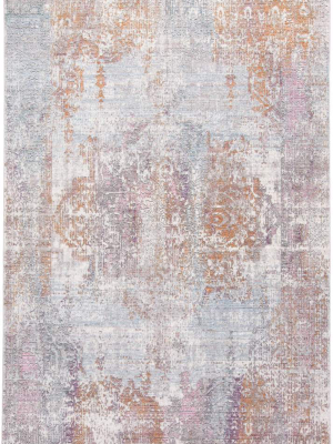 Feizy Cecily Luxury Distressed Medallion Rug - Golden Pink & Blue