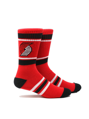 Nba Portland Trail Blazers Striped Crew Socks - L