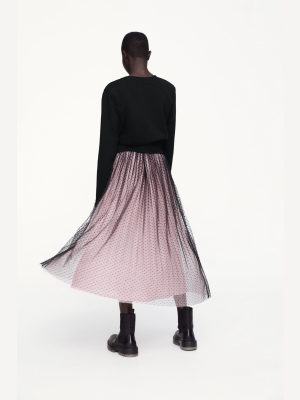 Contrasting Dotted Mesh Skirt