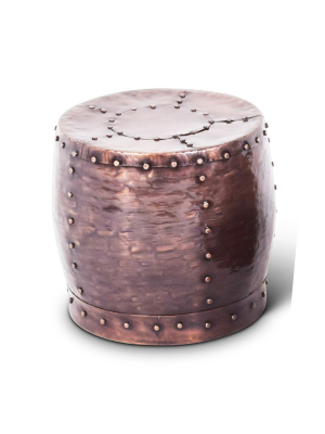 Cooper Round End Table Antique Copper - Steve Silver