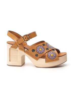 Miu Miu Floral Print Sandals