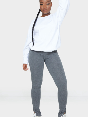 Petite Charcoal Split Hem Jersey Leggings